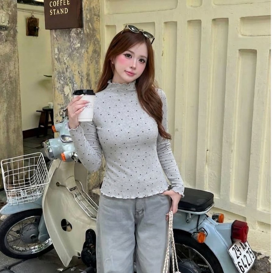 IMF - Inner Knit Polkadot BLINK เสื้อคอเต่ายืด