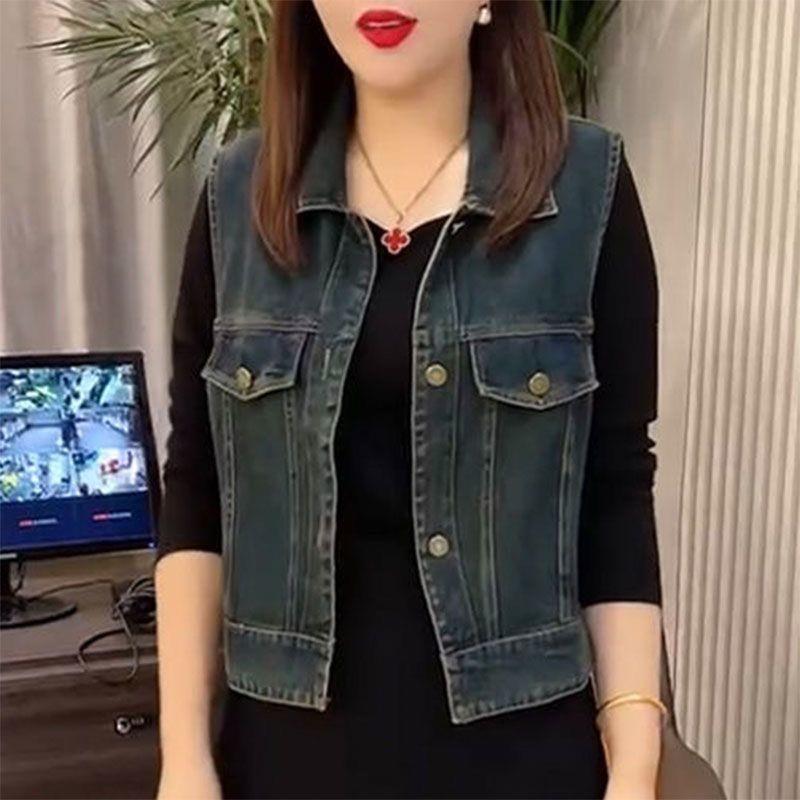 Retro Denim Vest Women Wide Vest Vest Jacket [2026 สไตล์ใหม่]