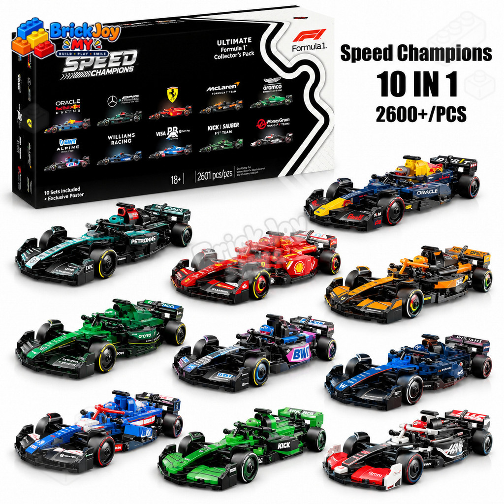 66802 Ultimate Formula 1 Collectors Pack Building Blocks ชุด 10IN1 Speed Racing Car รุ่นของเล่นของขว