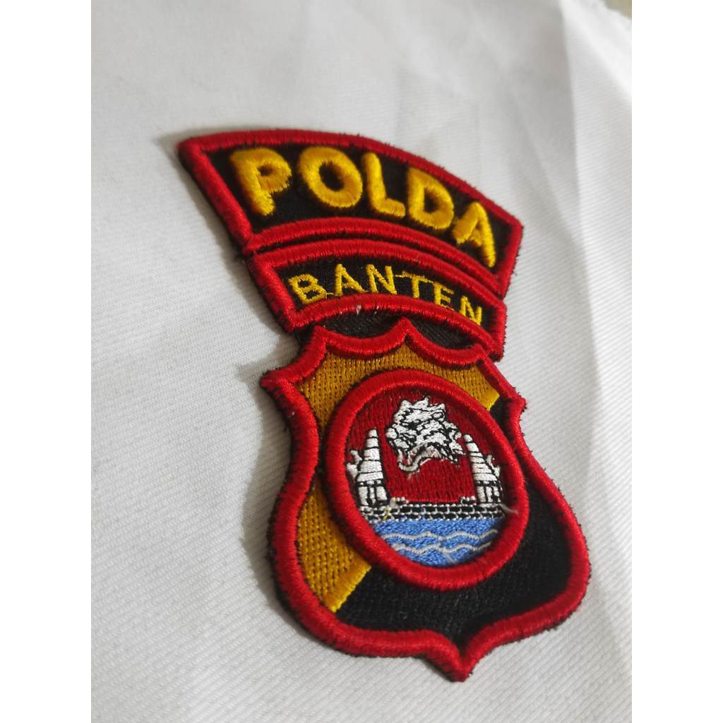 คอมพิวเตอร์นูนเย็บปักถักร้อย Bet โลโก้ POLDA Banten ขนาด 11x6 ซม. ชุดแอตทริบิวต์ klt เย็บปักถักร้อย