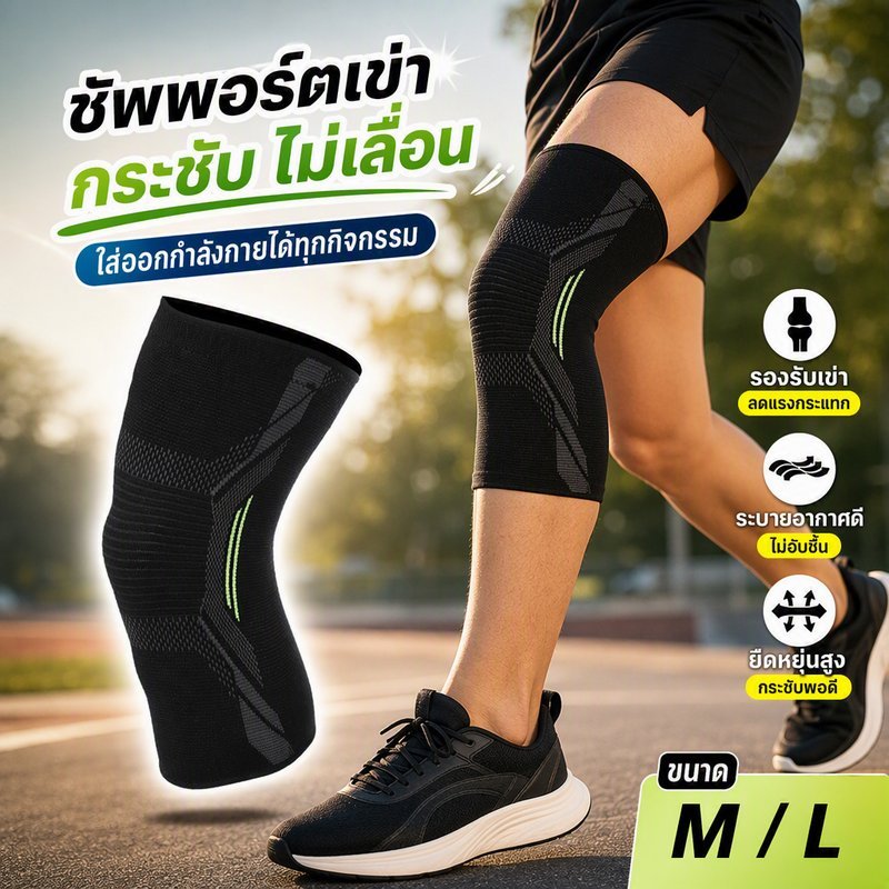 สนับเข่า สายรัดเข่า ซัพพอร์ตข้อเข่า ผ้ายืด ระบายอากาศ กันกระแทก กระชับไม่ลื่น สำหรับวิ่ง ฟิตเนส