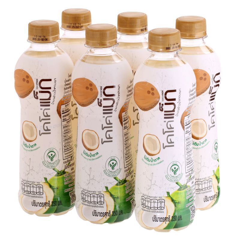โคโค่แม็กน้ำมะพร้าวน้ำหอมเผา100เปอร์เซ็นต์ 350มล. แพค6 Coco Max Aromatic Roasted Coconut Water 100Pe