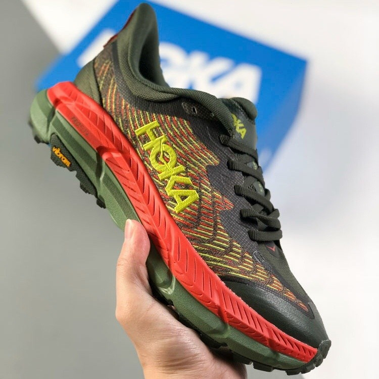 รองเท้าวิ่ง HOKA ONE ONE M MAFATE SPEED 4 วัสดุระบายอากาศ สีน้ําตาล-เขียว