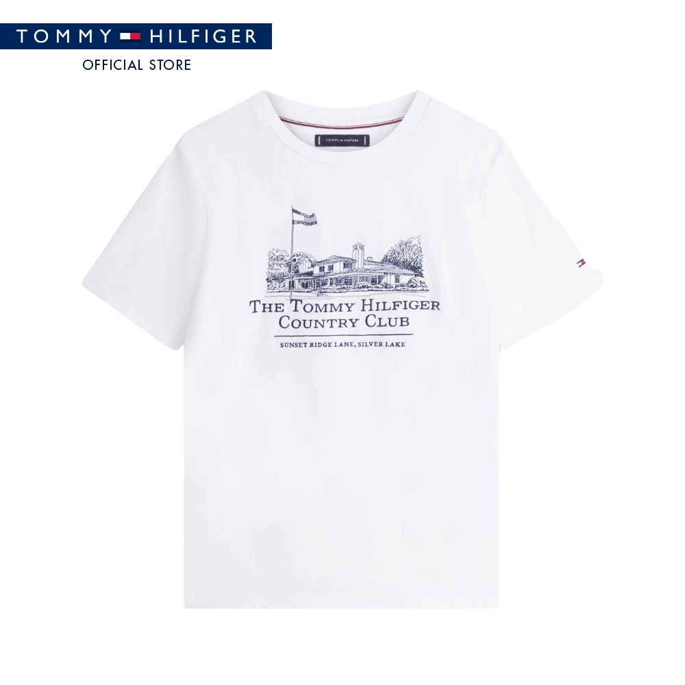 Tommy Hilfiger เสื้อยืด ผู้ชาย รุ่น MW0MW42390 YBR - สีขาว ทรง Regular