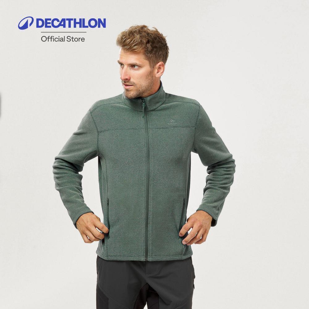 Decathlon Men’S Mountain Hiking Fleece Mh100 Full Zip เสื้อแจ็คเก็ตเดินป่าผ้าฟลีซสำหรับผู้ชายรุ่น Mh100 - Green