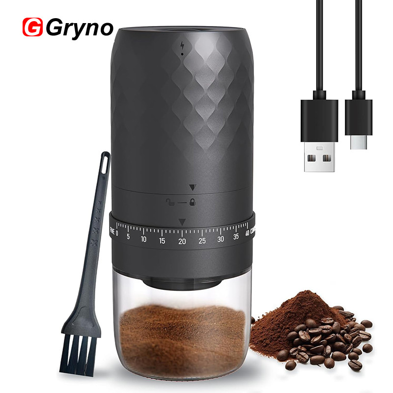 Gryno 40 ระดับ เครื่องบดเมล็ดกาแฟไฟฟ้าแบบพกพาพร้อมการตั้งค่าการบดแบบปรับได้ ,การบดเซรามิก,การชาร์จ T