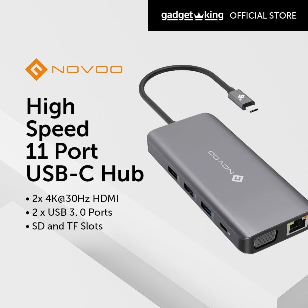 [NOVOO] 4K HD Display ความเร็วสูง 11 พอร์ต SD Slot USBC Hub สําหรับพีซีแล็ปท็อปและอีกมากมายHT99 IULA