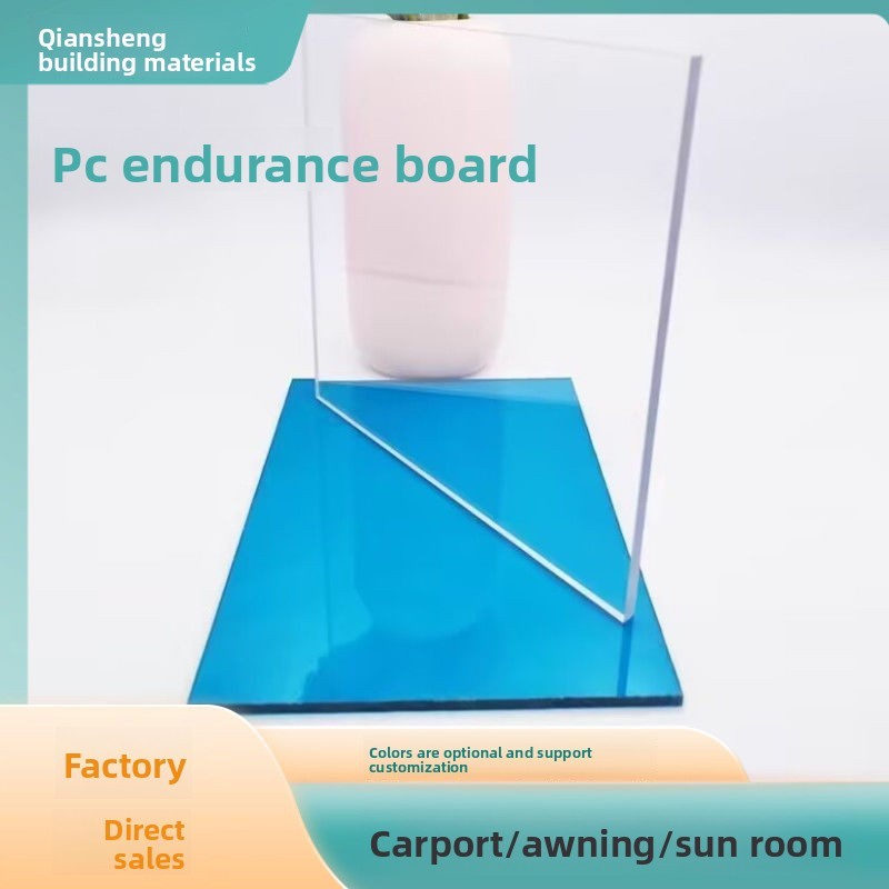 PC Transparent Blue Sunshade Board Sunshade Board Sun Protection Rain Snow Sun Protection UV Carport