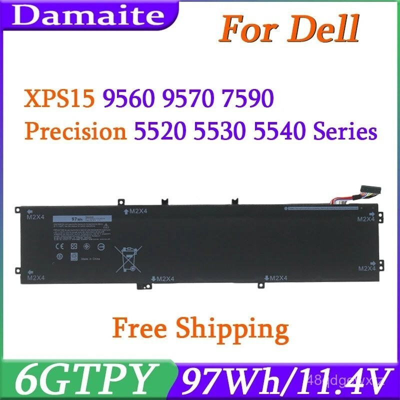6GTPY 97WHแบตเตอรี่สําหรับDell XPS 15 9560 9570 9550 7590 P56F001 Precision 5510 5520 5530 5540 M552