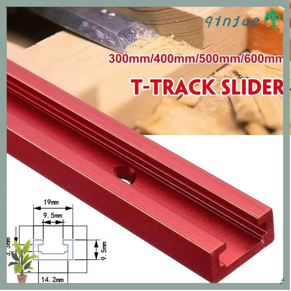 QINJUE 1 ชิ้น T-Track, 300-600 มม.สไลด์ราง T-Slot Track, T Slider Fixture Slot สไลด์อลูมิเนียม 19 ปร