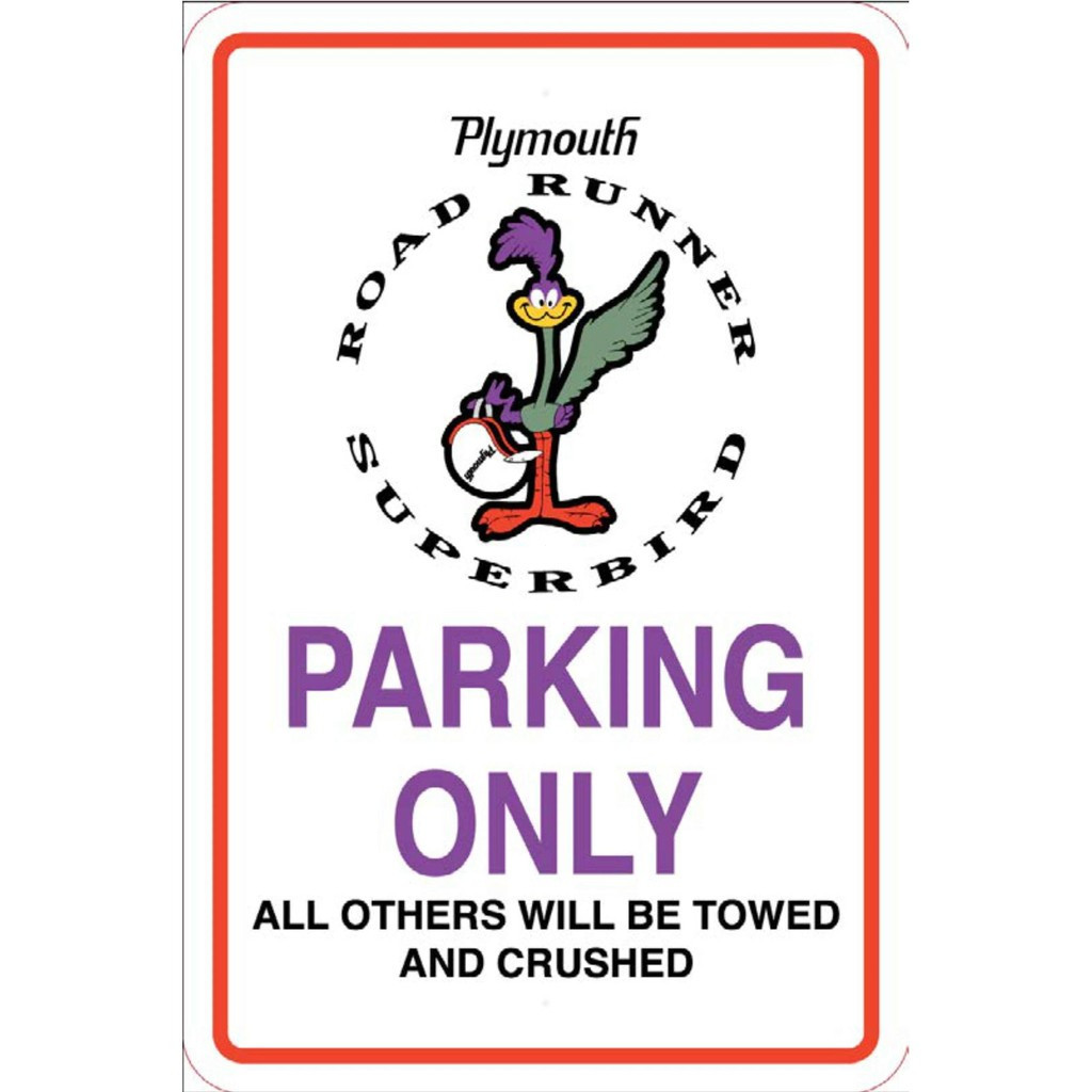 ป้ายจอดรถอลูมิเนียม ขนาด 30 x 40 cm สไตล์ Plymouth Road Runner Superbird