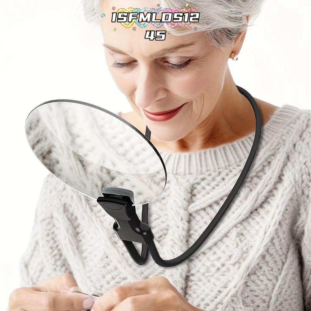 ISFMLDS1245 แว่นขยาย, 5X 13 ซม.แฮนด์ฟรีแว่นขยาย,แบบพกพา HD เลนส์กระจกออปติคอลปรับคอสวมใส่แว่นขยาย