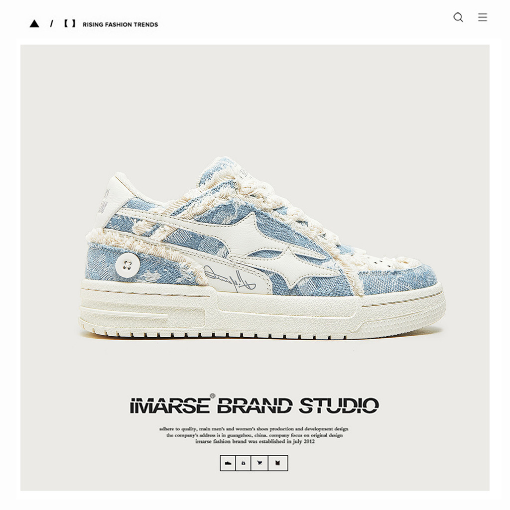 Destruction Aesthetic Design Breathable รองเท้าผู้ชายผู้ชายอินเทรนด์รองเท้าซักผ้า Denim รองเท้าผ้าใบ