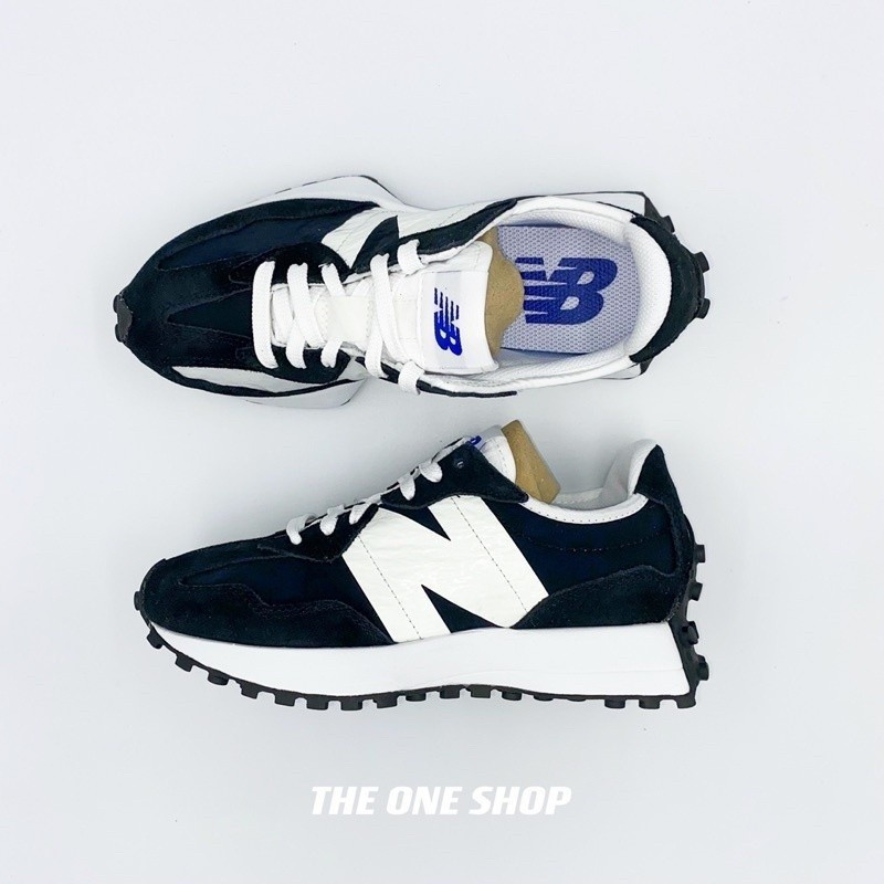 New Balance 327 MS327FR1 สีดำขาว Retro Time Jogging Shoes รองเท้าผ้าใบสำหรับวิ่งและสวมใส่ทุกวัน