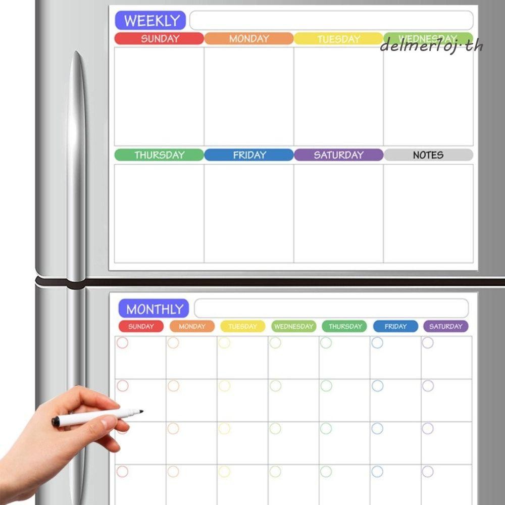 DELMER1OJ Memo Message Board To Do List Grocery List Magnetic A3 Work Plan ไวท์บอร์ด Month Planner