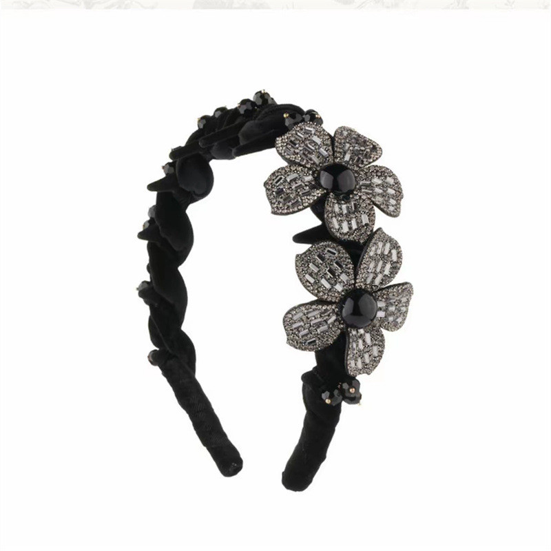 Ffx ffx [ในท่าเรือดอกไม้] กํามะหยี่ระดับไฮเอนด์สามมิติดอกไม้แสงหรูหราคาดศีรษะ