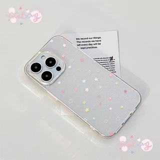 เคสไอโฟน11 สำหรับ IPhone 16 17 air 12 13 11 15 14 Pro Max XR X XS 7 15 14 Plus สีสันสดใสผงกากเพชรดาวน้อยฝาครอบพลาสติกใส