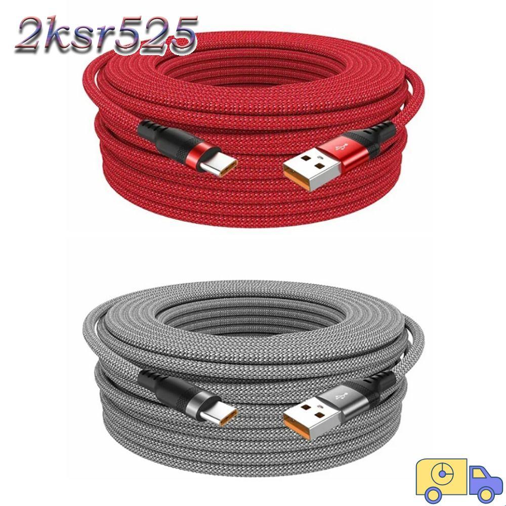 2KSR525 สาย USB TYPE C, สานขยายความยาวสาย, ทนทาน 6A สีแดง/สีดํา USB C สายชาร์จชาร์จโทรศัพท์