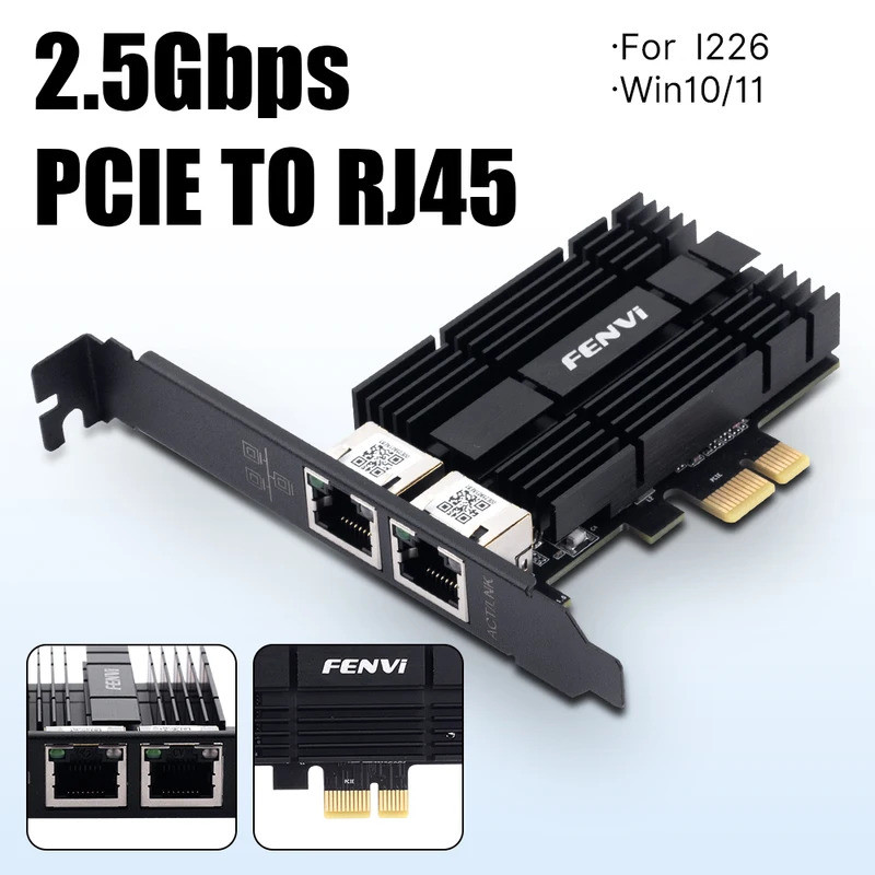 FENVI สําหรับ I226 PCI Express ถึง RJ45 การ์ดเครือข่าย PCI-E RJ45 Gigabit Ethernet 2.5G 2500Mbps WiF