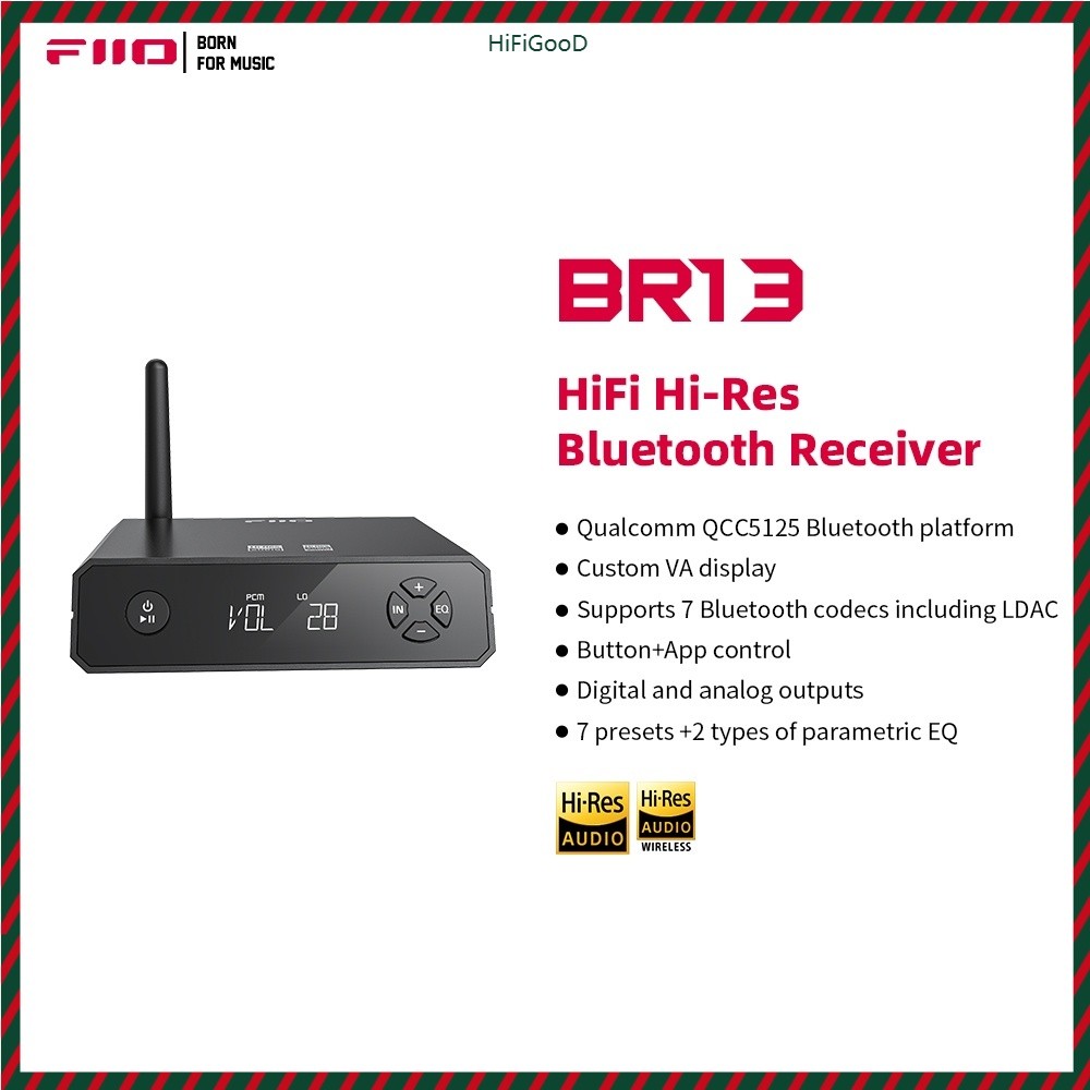 FiiO BR13 QCC5125 BT5.1 ไฮไฟสเตอริโอเครื่องขยายเสียงรองรับ LDAC/aptX Latency ต่ําสําหรับรถยนต์/ลําโพ