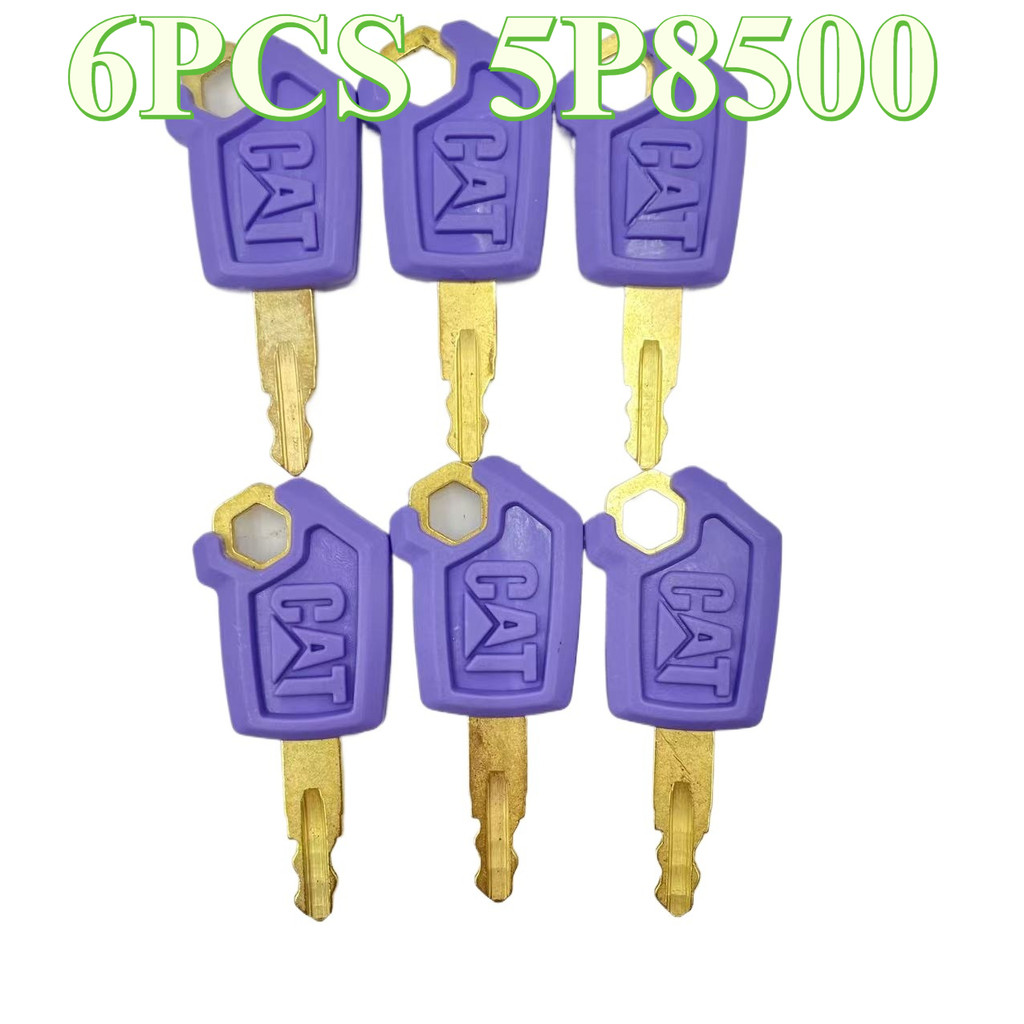 6PCS สีม่วง 5P8500 จุดระเบิดและกุญแจล็อคประตู,สําหรับรถขุดแมว Dazer Loader 5P8500 มีโลโก้ CAT