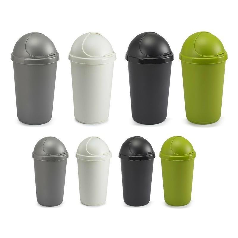 30L & 50L Plastic Bullet Bin Kitchen Office Home  Waste Rubbish Dustbin Flap Lid Cream Bucket  UK