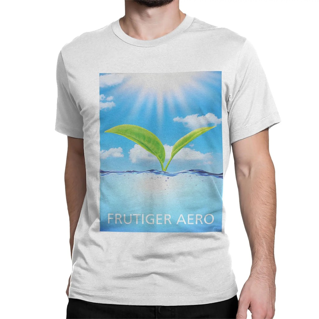 Frutiger Aero Aesthetic graphic เสื้อยืดแขนสั้นคอกลมผ้าฝ้าย 100% สําหรับผู้ชาย