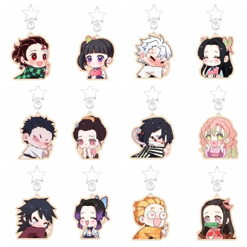 Demon Slayer KeyChain ผู้หญิงคนรัก Key Chain สําหรับชาย Sanemi Kanae Key แหวน Akaza Koyuki อะคริลิคพ