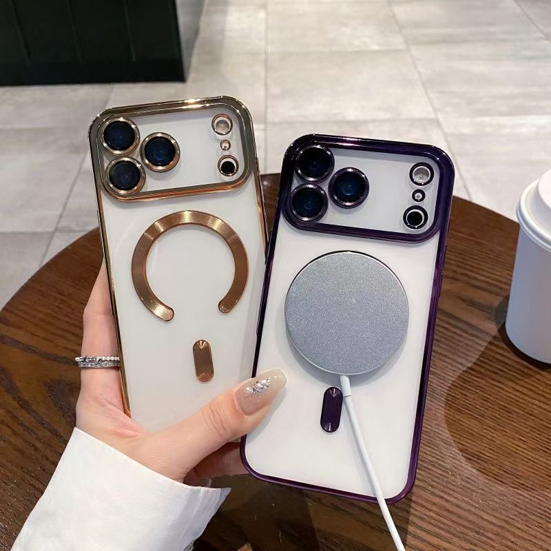 เคสโทรศัพท์แม่เหล็กเทปซิลิโคนอ่อนนุ่มฟิล์มเลนส์ที่เรียบง่ายโปร่งใสเหมาะสําหรับ ไอโฟน 11 12 13 14 15 16 17 มือโปร สูงสุด 14 15 16 บวก 17อากาศ