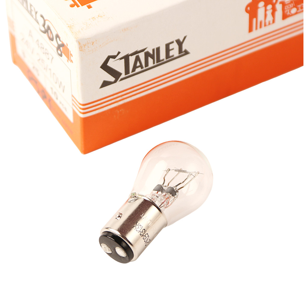 หลอดไฟเบรค/ไฟหรี่ (2 จุด) 12V 23/8W (เขี้ยว) STANLEY (รหัส #1016) ราคาต่อ 1 หลอด