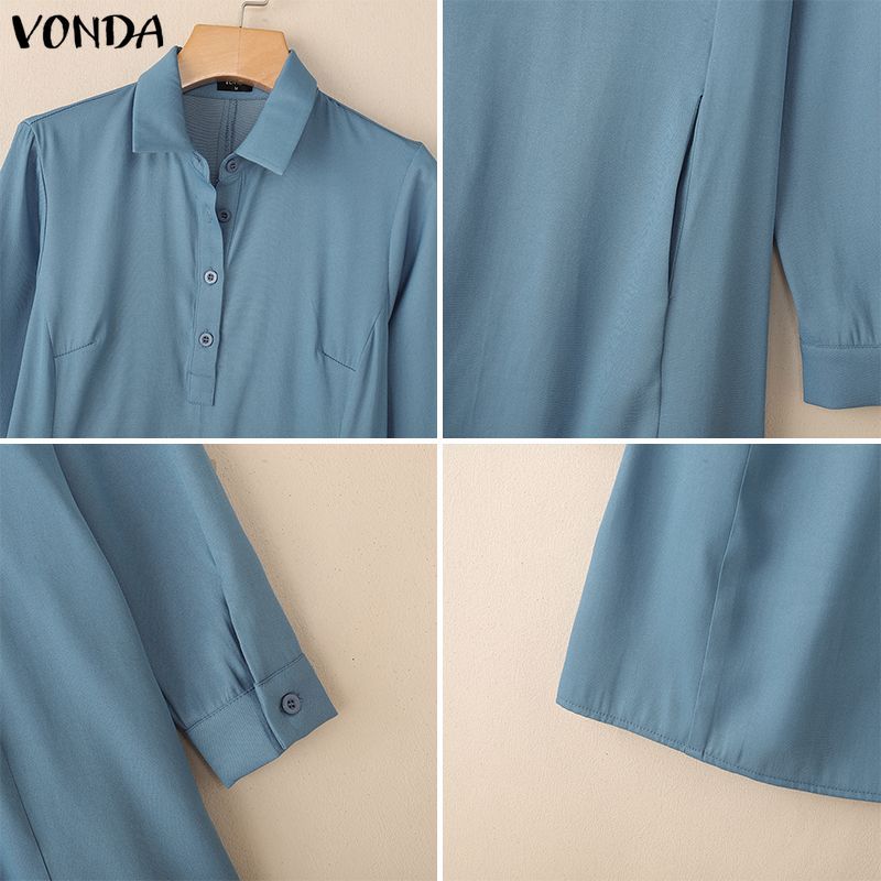 VONDA ชุดเดรสยีนส์แขนยาวสไตล์เกาหลีสําหรับผู้หญิง Presale — صورة 8