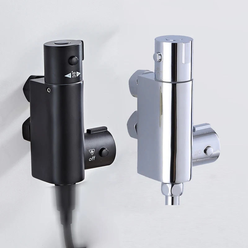Constant Temperature Square Brass Chrome Black Bidet Toilet Faucet Shower Portable Sprayer Set Hot a