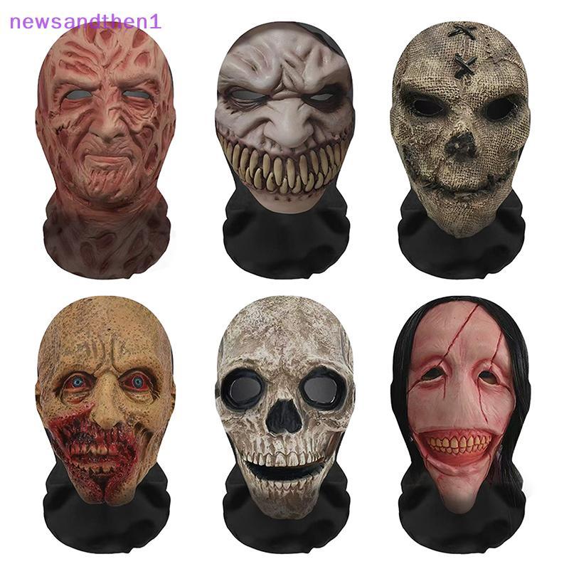 Newsandthen1 Ghost Face 3D หน้ากากฮาโลวีนคอสเพลย์ Props Balaclava Full Face ตาข่าย Breathable Headcovers ฮาโลวีนสยองขวัญ Party