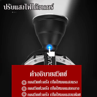 ของแท้ 100% ไฟฉายคาดหัว P90ไฟฉายติดศรีษะ ไฟฉายคาดหัวแรงสูงไฟส่องกบชาร์จใหม่ได้กันน้ำสำหรับแคมป์ปิ้งกลางแจ้งล่าสัตว์ตกปลา