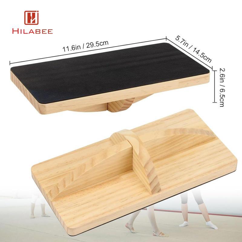 HILABEE ไม้ Balance BOARD Core การฝึกอบรมปฏิบัติผู้ใหญ่ออกกําลังกายโยคะกีฬา Home Gym สําหรับใต้โต๊ะ Wobble BOARD ยืด