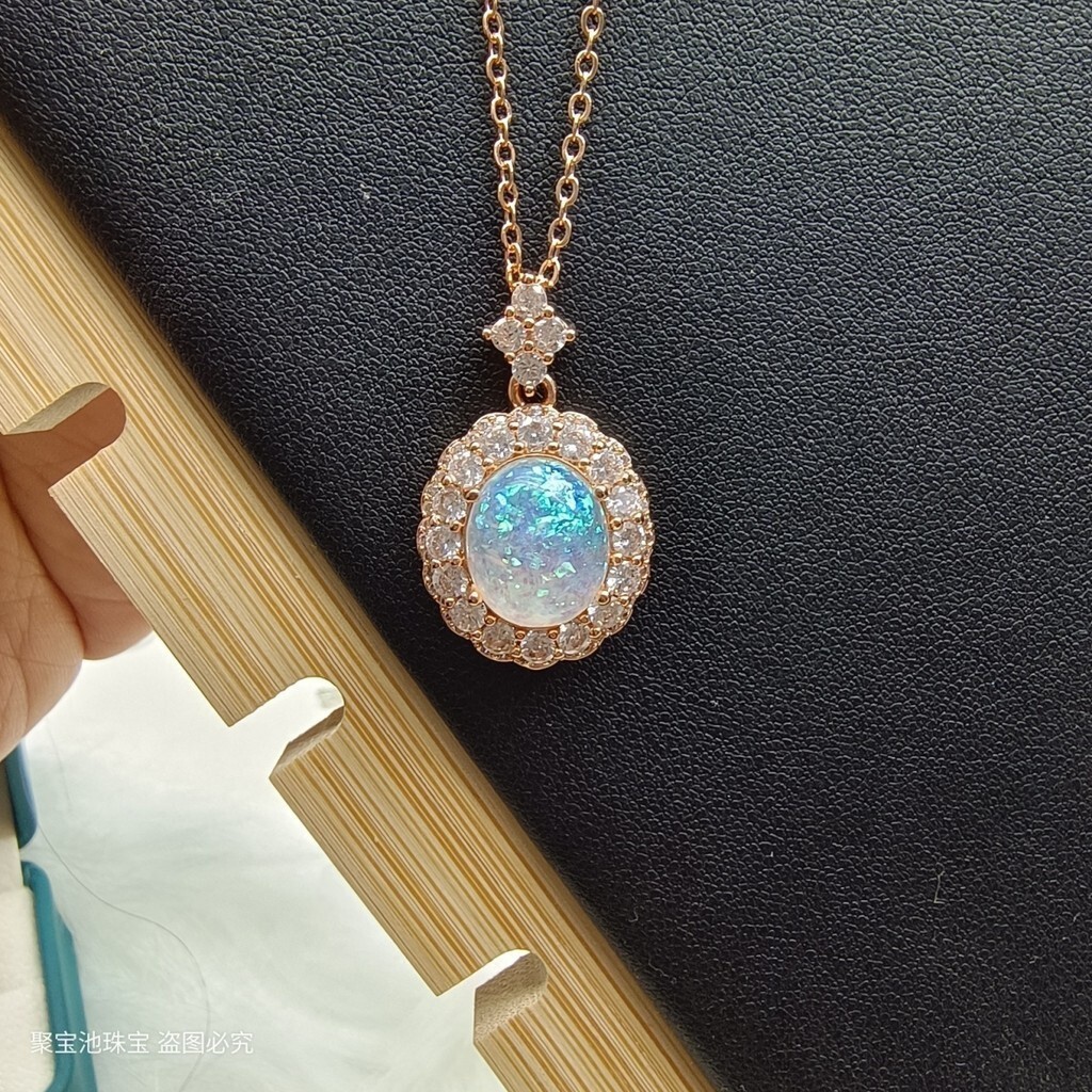 New Style Australia Colorful opal Stone Pendant Necklace Artificial Cultivation opal opal Fashion Se