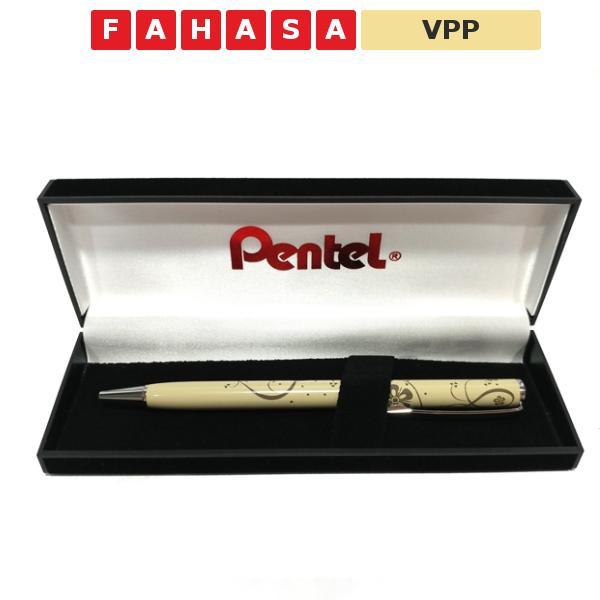 คุณภาพสูงฝาเกลียวปากกาลูกลื่นโลหะสีน้ําตาลดอกไม้หมึกสีฟ้า - สี ข811n1