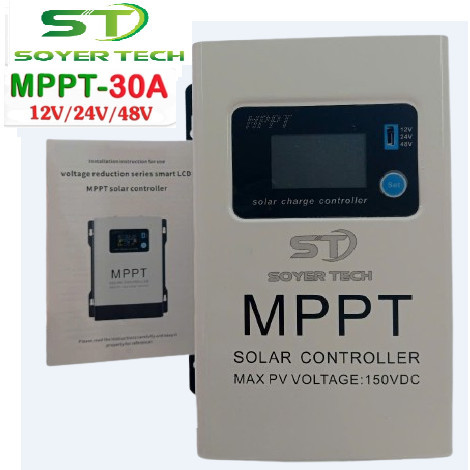 MPPT 30A คอนโทรลเลอร์ชาร์จพลังงานแสงอาทิตย์ Plus MPPT รุ่น 12V 24V 36V 48V- ST 30A