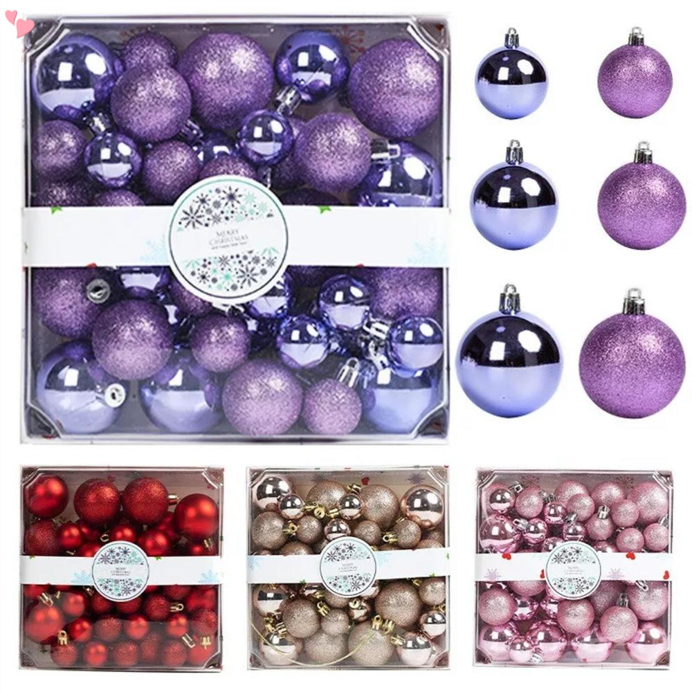44 ชิ้นคริสต์มาส Mini Balls เครื่องประดับ Miniature Xmas Tree เครื่องประดับ Multi-สีเงาขนาดเล็กแขวนตกแต่งสําหรับคริสต์มาส Holiday Party Decor