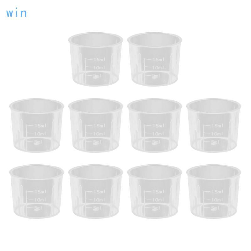 Win 10 ชิ้นถ้วยตวงสําหรับห้องครัวเบเกอรี่ห้องปฏิบัติการและผงซักฟอกถ้วยตวงของเหลวใสแก้วสําเร็จการศึกษ