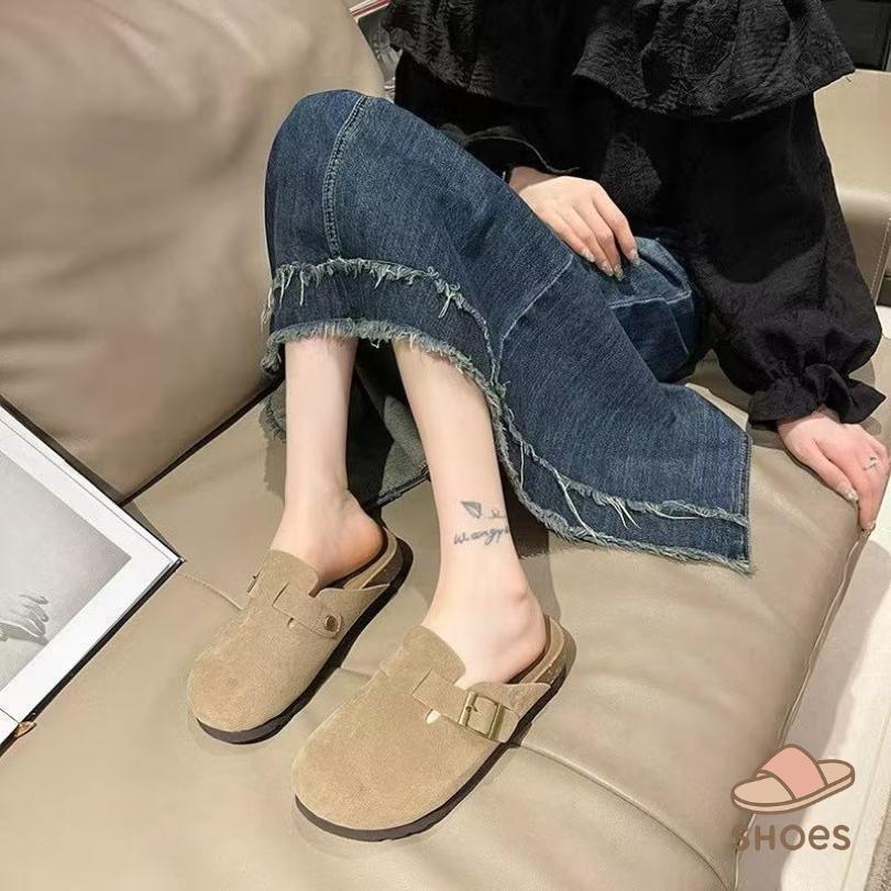 H-Retail Store รองเท้าลำลองสไตล์เรโทรสไตล์เกาหลี รองเท้าส้นแบน กลางแจ้งขี้เกียจ รองเท้าเบอร์เคนสตอค วัสดุหนังกลับ BB014 - รูปที่ 4