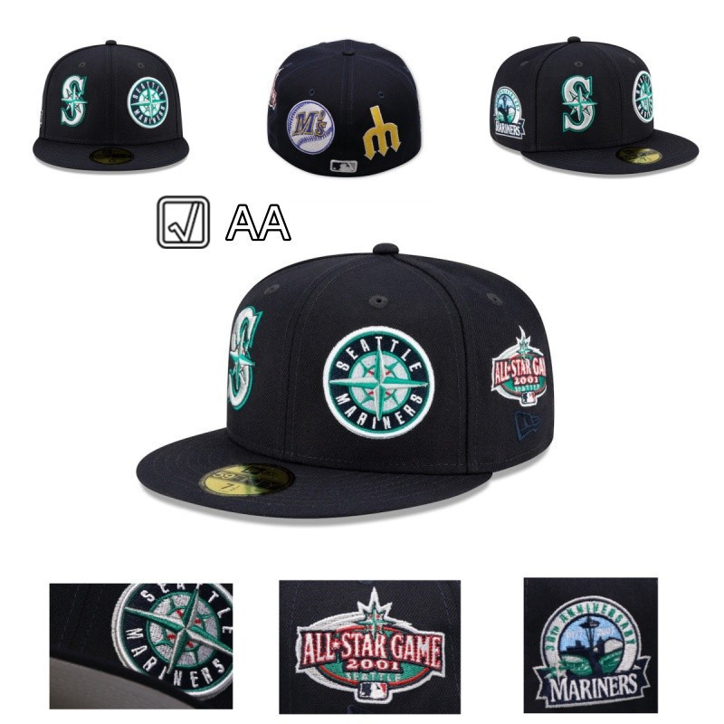 หมวกกันแดดกีฬา Seattle Mariners PATCH PRIDE 59FIFTY FITTED สีดำ