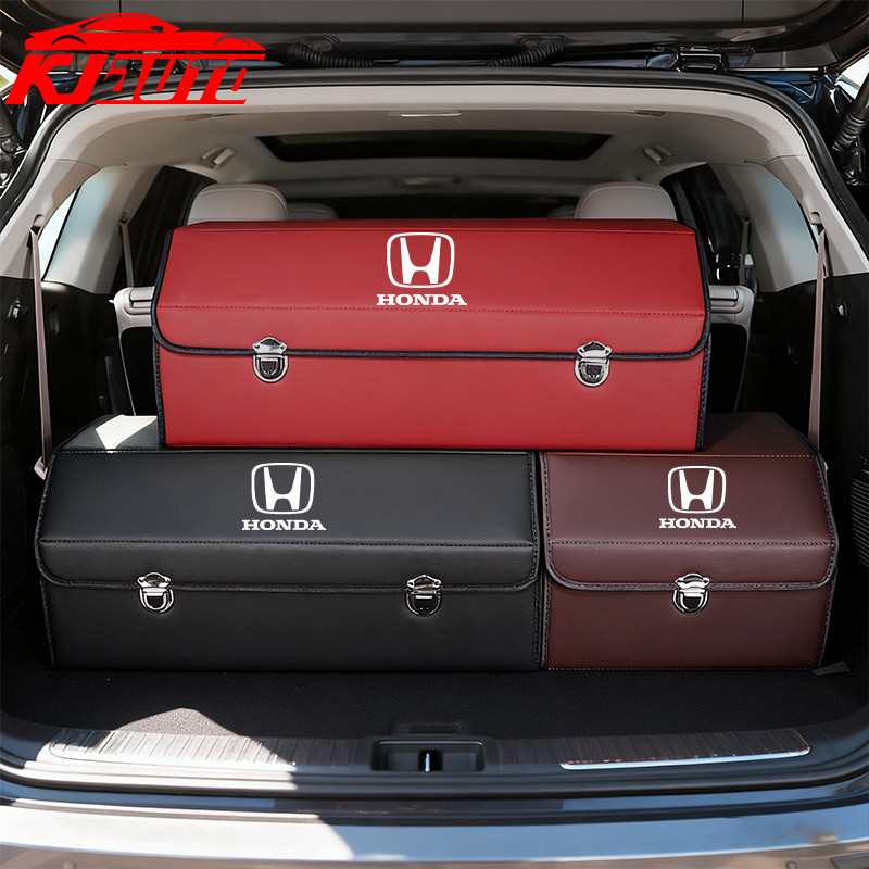 Honda รถกล่องเก็บ PU หนังอเนกประสงค์พับรถ Trunk Storage Organizer รถจัดเก็บสําหรับ City Civic HRV BRV CRV WRV Brio Fit Jazz Accord Mugen Power ประเภท RS