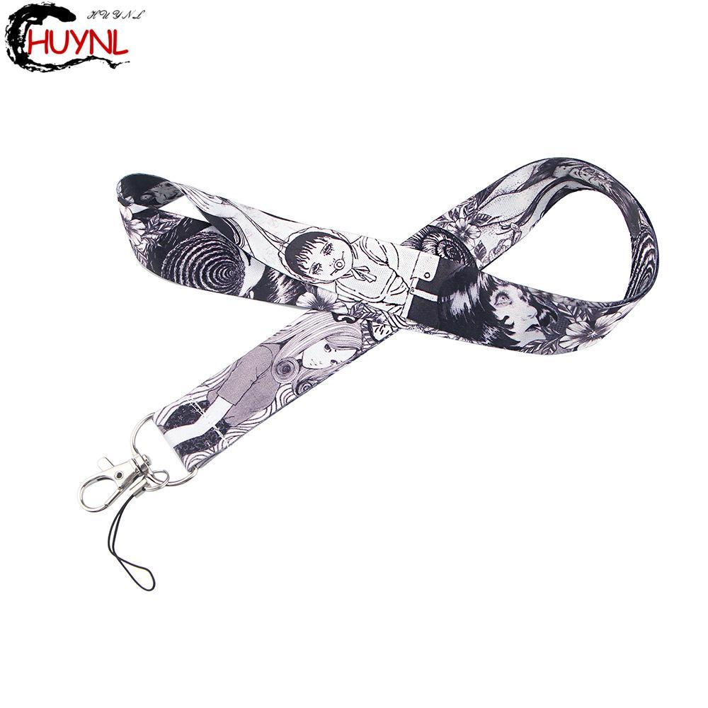 HUYNL Junji Ito Name Tag Holder สายรัดโทรศัพท์มือถือพิเศษผู้ถือป้ายพวงกุญแจแขวนเชือก