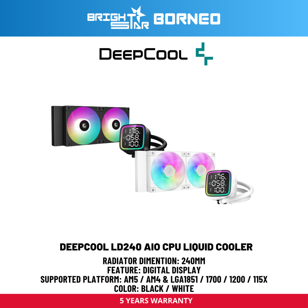 DEEPCOOL Ld240 AIO CPU Liquid Cooler - สีดํา/ขาว