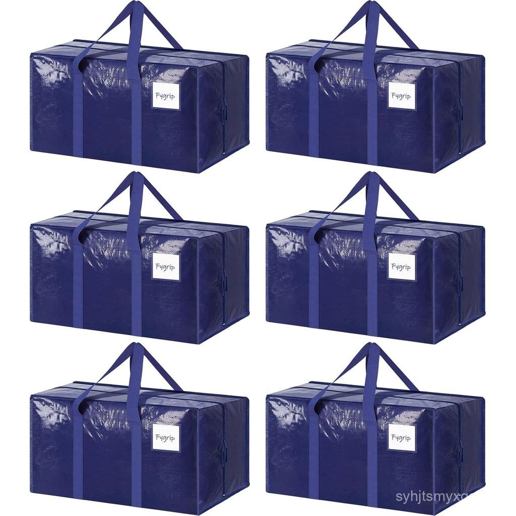6 Pack Extra Heavy Duty Large Moving Bags with Strong Zipper & Comfortable Handles, Sturdy & Durable