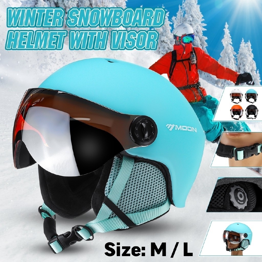 Windproof Outdoor Ski Helmet IntegrallyMolded Skiing Helmet Snowboard Skateboard Sports Helmet Lens 