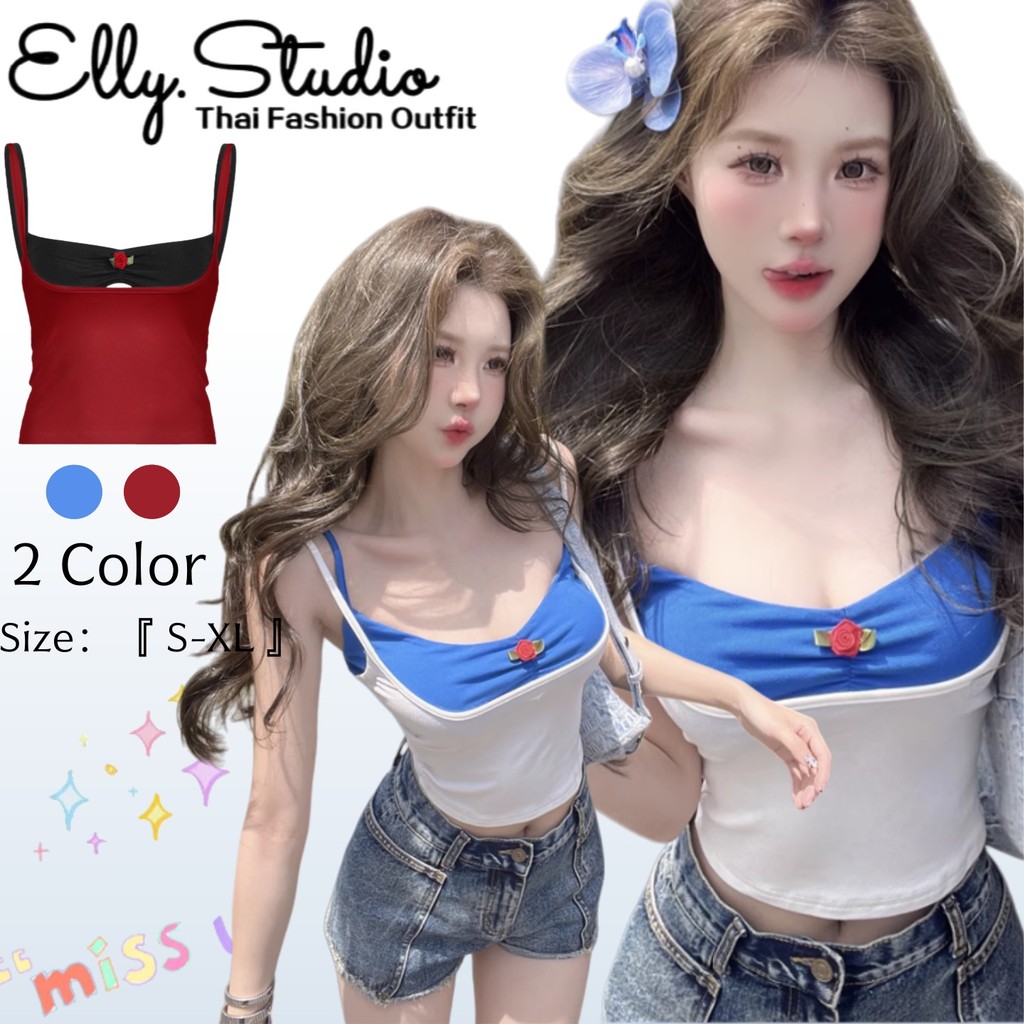 Elly พร้อมส่ง❄️มินิเดรสสายเดี่ยว❄️ชุดเดรสรสผู้หญิง Y2Kเซ็กซี่แฟชั่นผู้หญิง เดรสไปทะเ สไตล์ฝรั่งเศส  ชุดสั้น สีทึบ แคบเอว