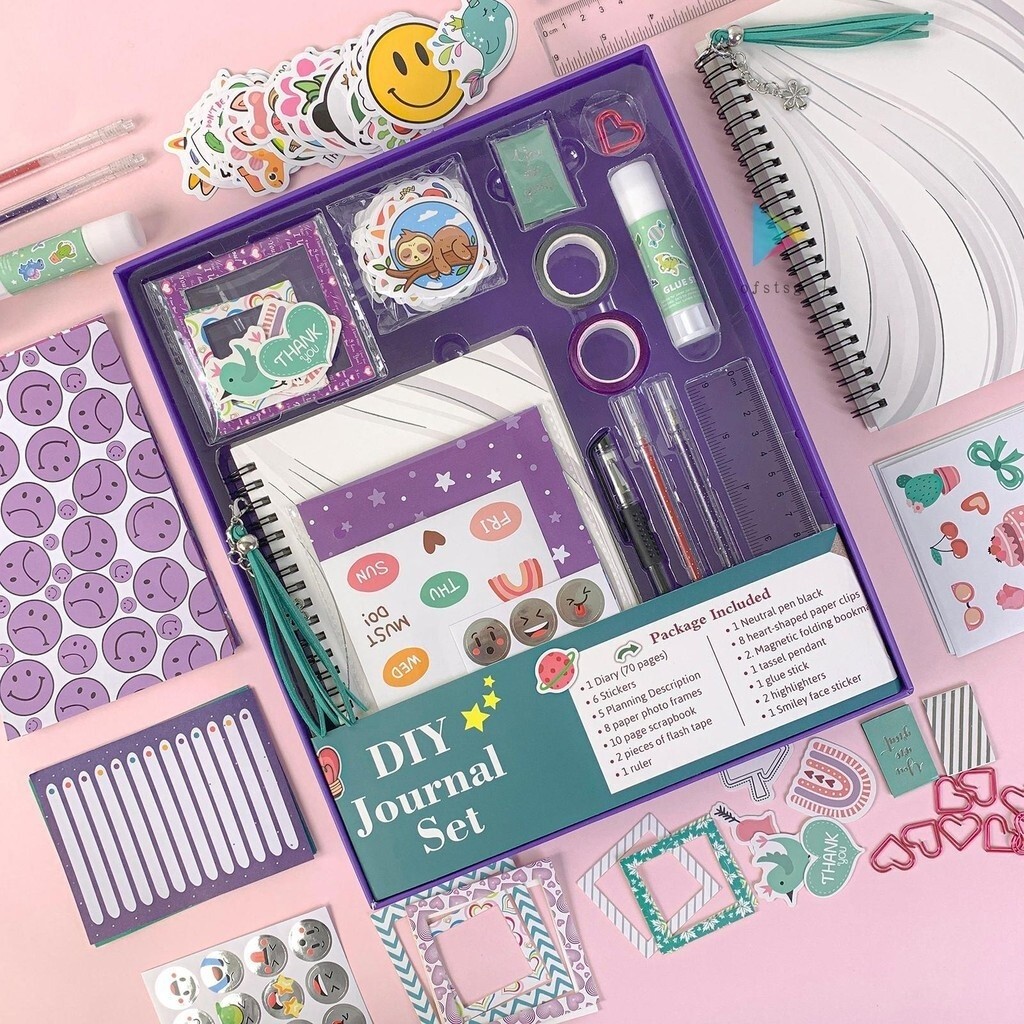 IY Journal Kit Planner Notebook Scrapbook & Diary Supplies Set Fun Cute Art & Crafts Stuff Including