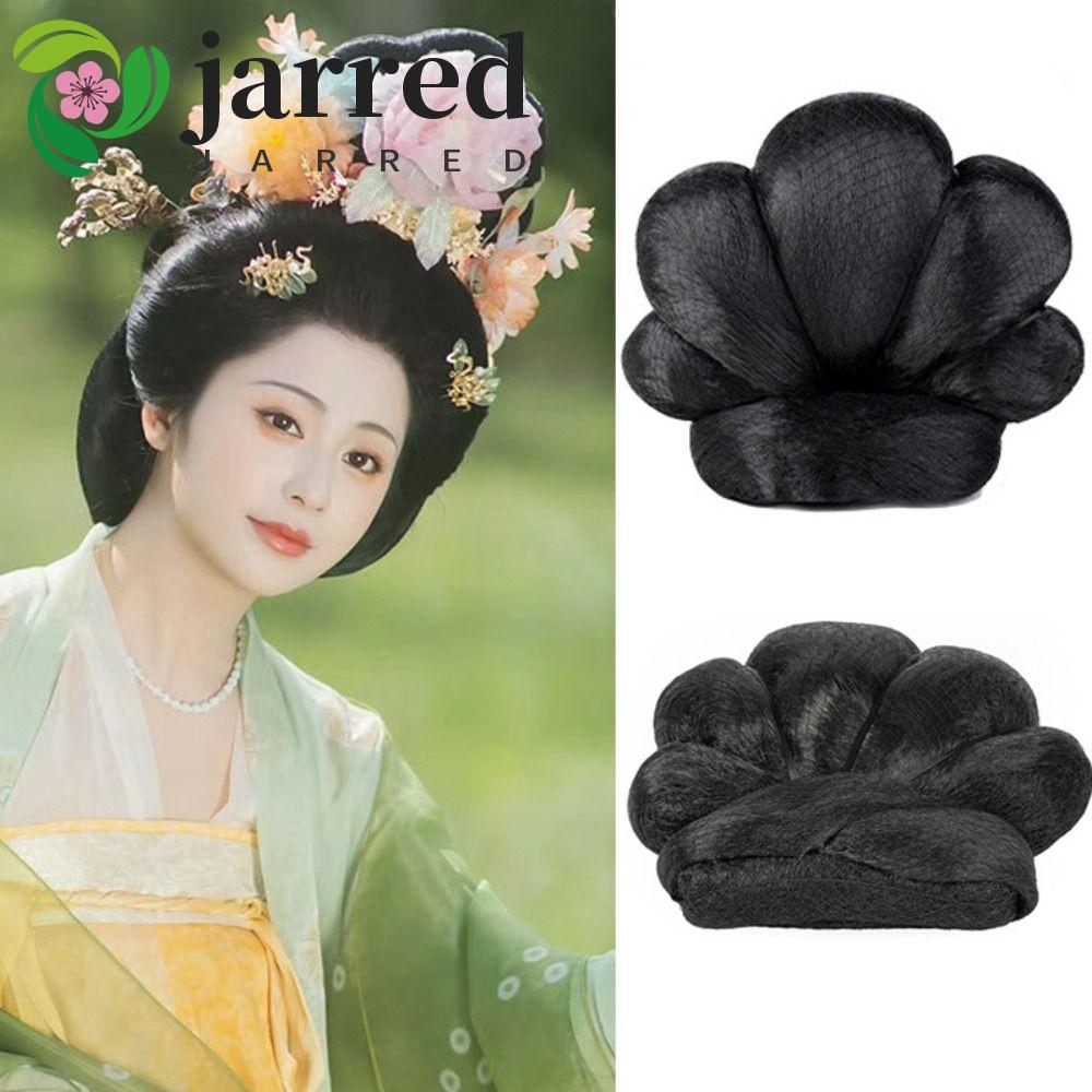 JARRED วิกผมโบราณ, ฟักทองแบบดั้งเดิม Bun Retro Hair Chignon, Vintage Lazy Hair Bag โบราณปลอม Hanfu ผ